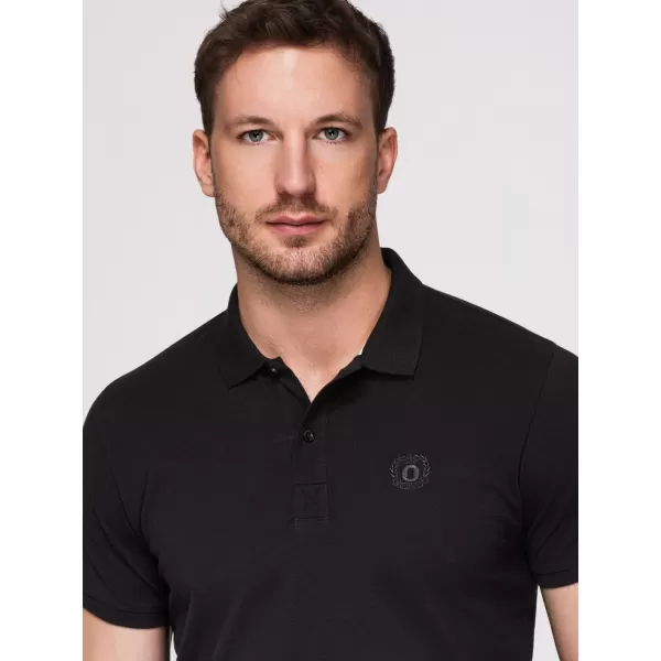  Tricou pentru bărbați cu guler OMBRE OM-POBS-0171 NEGRU/BLEUMARIN/ALB 