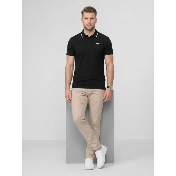  Tricou pentru bărbați cu guler 4F WMM00TPTSM0773 NEGRU ADÂNC 