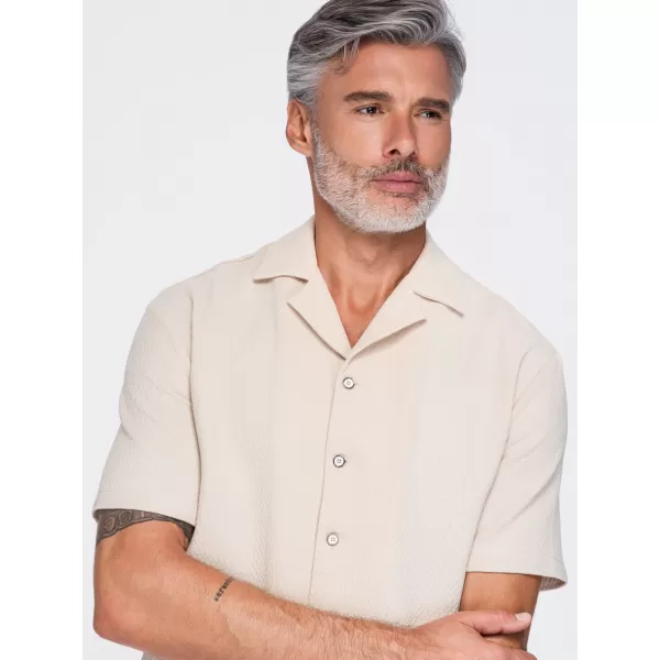  Cămașă pentru bărbați OMBRE OM-SHSS-0220 APROAPE ALB 