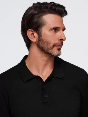 Tricou pentru bărbați cu guler OMBRE OM-POLS-0151 NEGRU