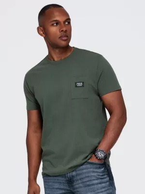 Tricou pentru bărbați OMBRE OM-TSCT-0305 MĂSLINE ÎNCHISE
