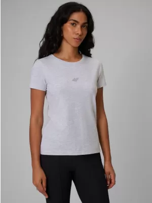 Tricou pentru femei 4F WMM00TTSHF2255 MELANGE GRI DESCHIS RECE