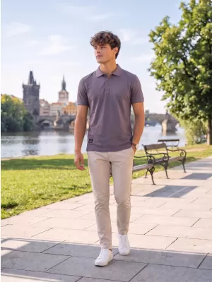 Tricou pentru bărbați cu guler ALTISPORT NP/ALMST90601 GRI ARDEZIE