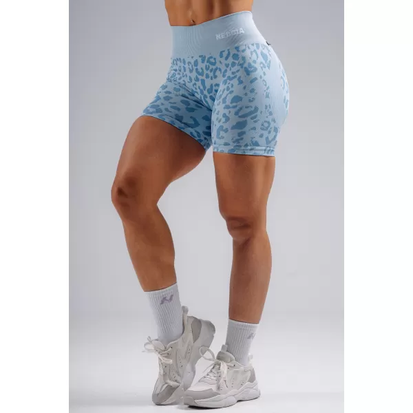  Pantaloni scurți de compresie push-up cu imprimeu leopard NEBBIA PRIMAL 856 LEOPARD ALBASTRU 