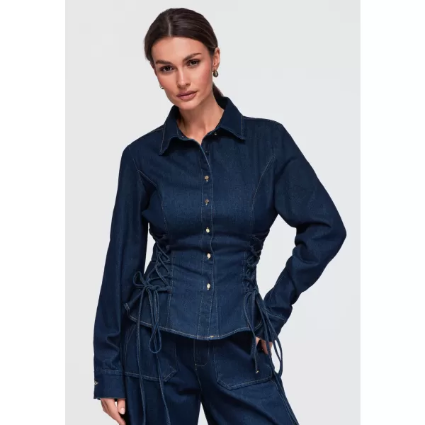  Cămașă de damă OMBRE OW-SH-E0070 ALBASTRU MARIN 