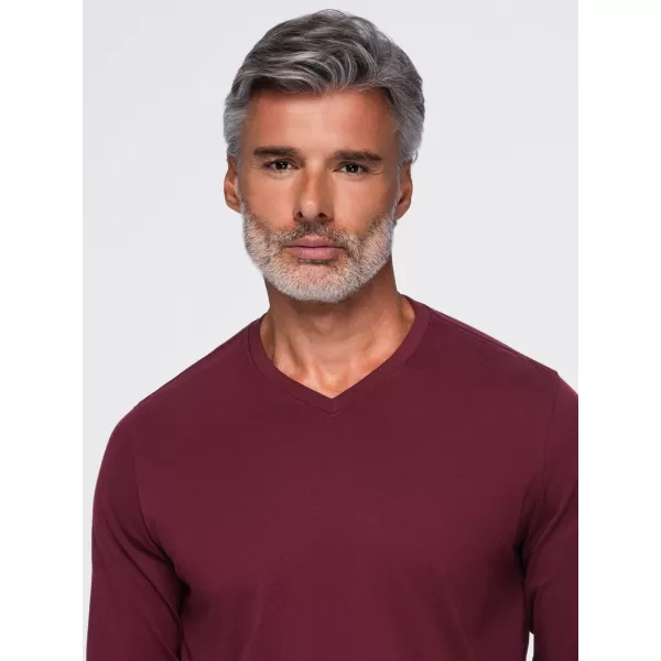  Tricou pentru bărbați OMBRE OM-LSBL-0143 BURGUNDIA 