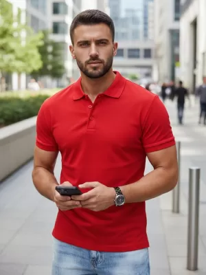 Tricou pentru bărbați cu guler DSTREET PX0515 ROŞU