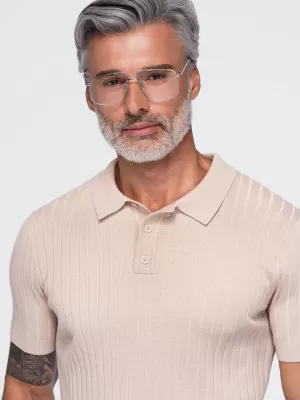 Tricou polo pentru bărbați OMBRE OM-POSS-0180 BEJ