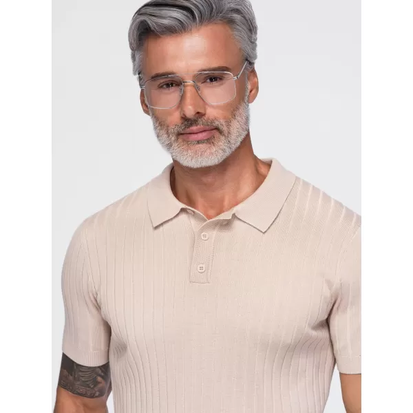 Tricou polo pentru bărbați OMBRE OM-POSS-0180 BEJ 