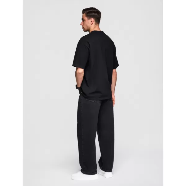  Tricou pentru bărbați OMBRE OM-TSBC-0291 ALB/NEGRU/NEGRU 