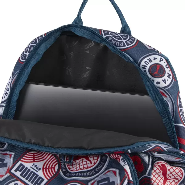  Rucsac PUMA ACADEMY AOP BACKPACK 09115027 BENZINĂ LA MIEZUL NOPȚII/PENTRU TOT TIMPUL ROȘU/ECUSOANE DE ALERGARE AOP 