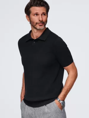 Tricou polo pentru bărbați OMBRE OM-POSS-0178 NEGRU