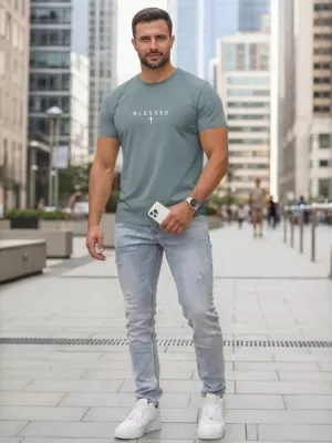 Tricou pentru bărbați DSTREET NX5124R-SB ALBASTRU
