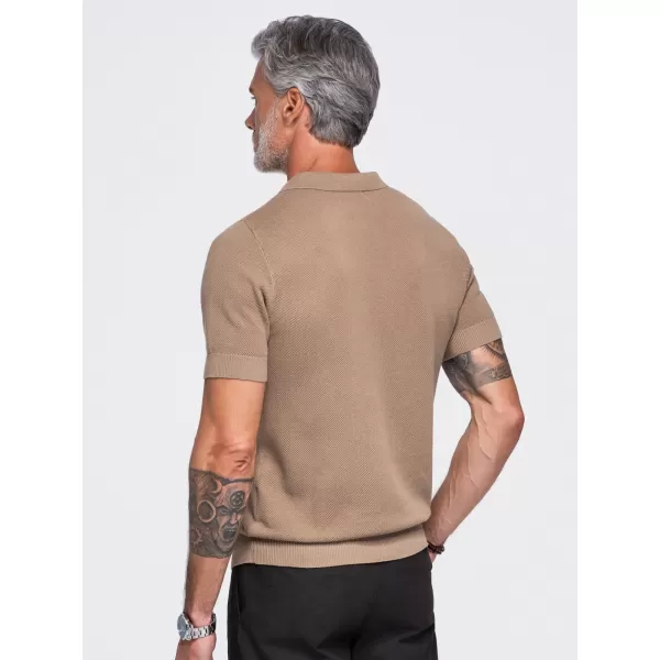  Tricou polo pentru bărbați OMBRE OM-POSS-0178 MARO DESCHIS 