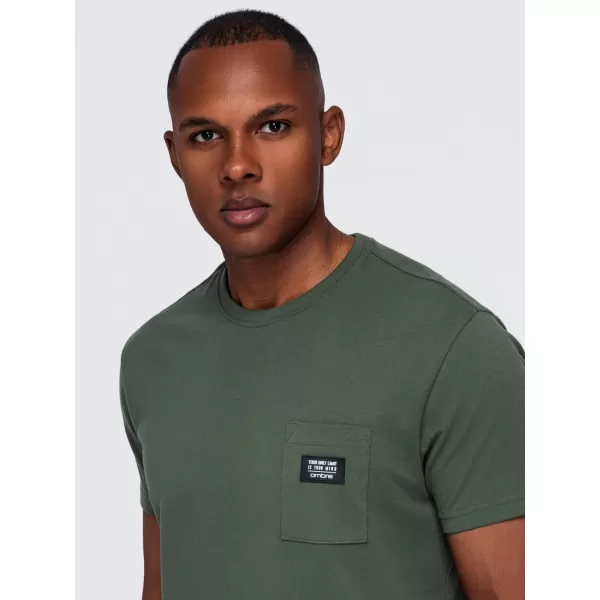  Tricou pentru bărbați OMBRE OM-TSCT-0305 MĂSLINE ÎNCHISE 