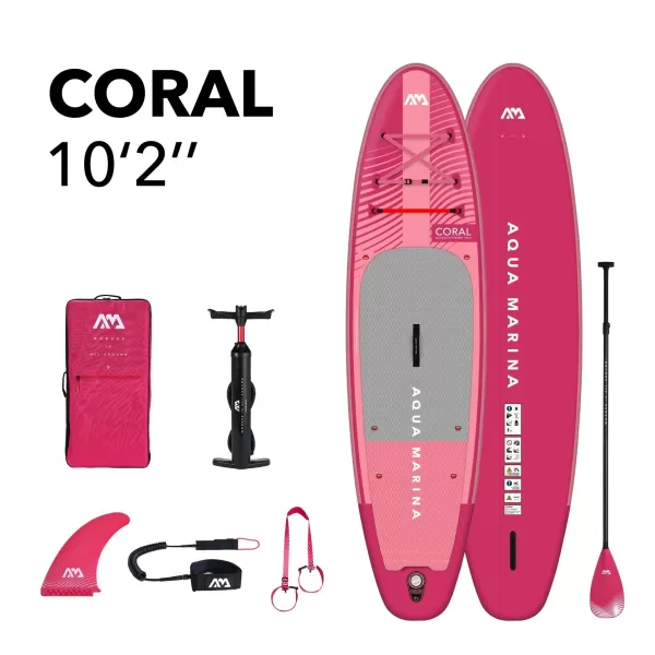  Placă cu vâsle AQUA MARINA CORAL 10'2'' ZMEURĂ 