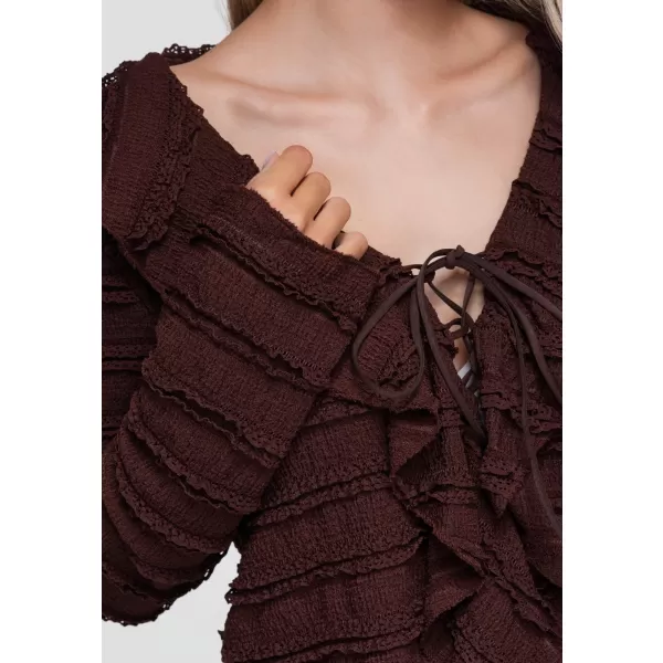  Bluza de dama OMBRE OW-TS-E0067 MARO ÎNCHIS 