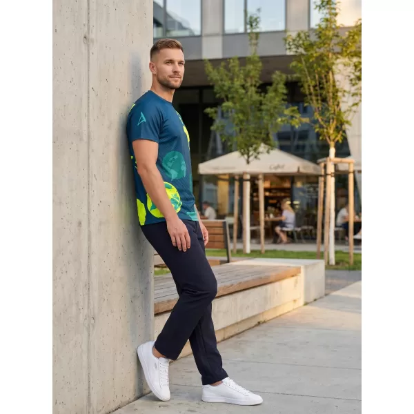  Cămașă de agrement pentru bărbați premium ALTISPORT VOJ/ALM130TR06 BLEUMARIN-GALBEN FLUO 