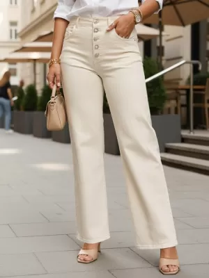 Pantaloni de dama DSTREET UY3052 ECRU