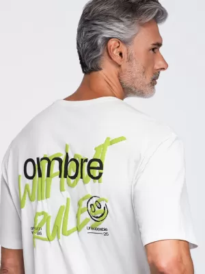 Tricou pentru bărbați OMBRE OM-TSPT-0284 APROAPE ALB