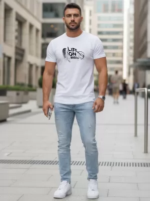 Tricou pentru bărbați DSTREET NX5016R-WH ALB