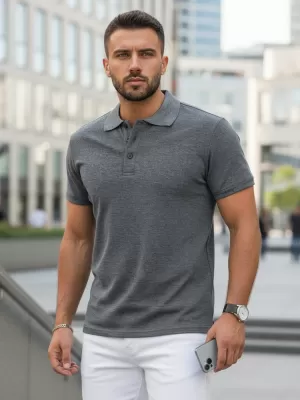 Tricou pentru bărbați cu guler DSTREET PX0509 GRI ÎNCHIS