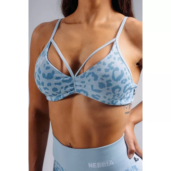  Sutien sport cu suport mediu cu imprimeu leopard NEBBIA PRIMAL 854 LEOPARD ALBASTRU 