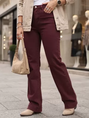 Pantaloni de dama DSTREET UY3105 BURGUNDIA
