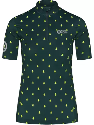 Tricou de ciclism pentru femei NORDBLANC TREES NBSLF8085 VERDE ÎNCHIS