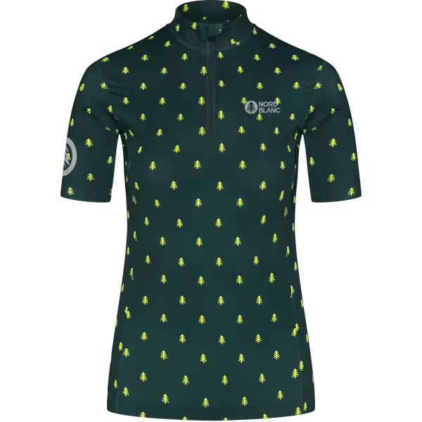  Tricou de ciclism pentru femei NORDBLANC TREES NBSLF8085 VERDE ÎNCHIS 