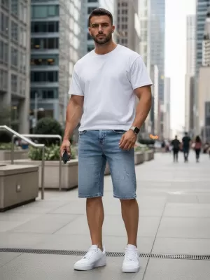 Pantaloni scurți pentru bărbați DSTREET SX2577 ALBASTRU