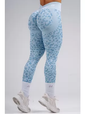Jambiere compresive push-up cu imprimeu leopard NEBBIA PRIMAL 849 LEOPARD ALBASTRU