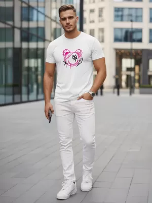 Tricou pentru bărbați DSTREET NX0136R-WH ALB
