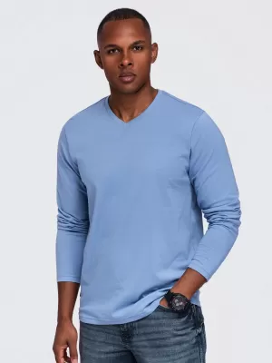 Tricou pentru bărbați OMBRE OM-LSBL-0143 DENIM LEJER