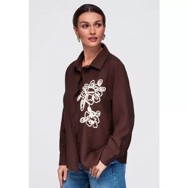  Cămașă de damă OMBRE OW-SH-E0073 MARO 