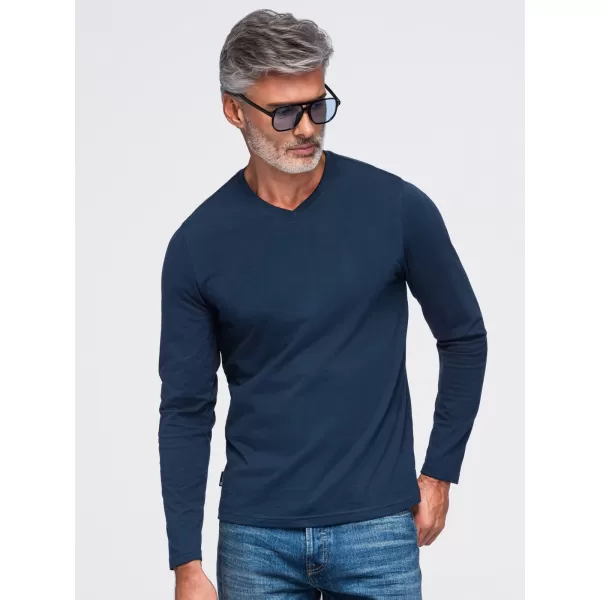 Tricou pentru bărbați OMBRE OM-LSBL-0143 ALBASTRU MARIN 