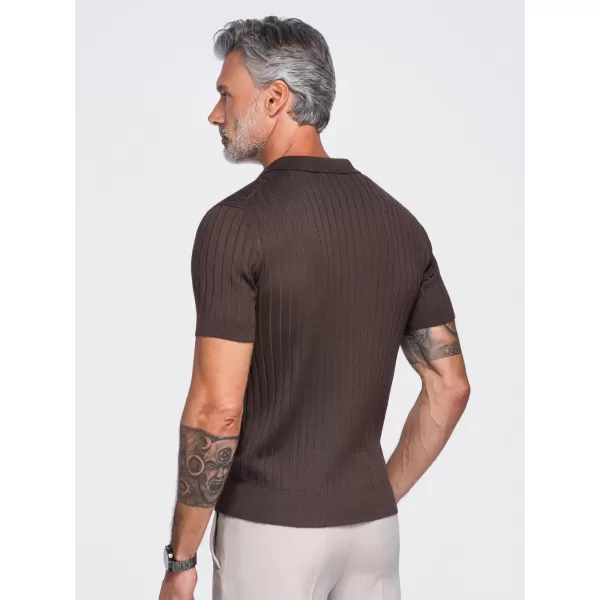  Tricou polo pentru bărbați OMBRE OM-POSS-0180 MARO DESCHIS 