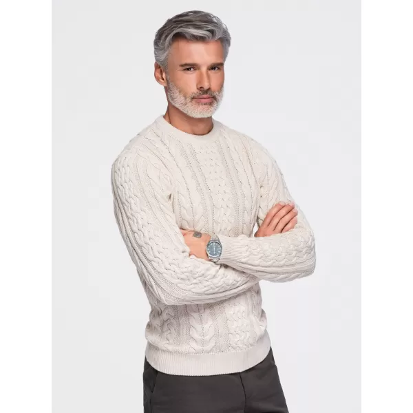  Pulover pentru bărbați OMBRE OM-SWSW-0191 ECRU 