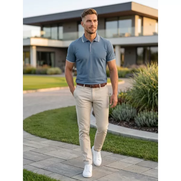  Tricou pentru bărbați cu guler MALFINI FOCUS 232 DENIM 