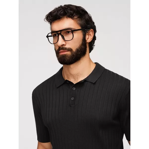 Tricou polo pentru bărbați OMBRE OM-POSS-0180 NEGRU 
