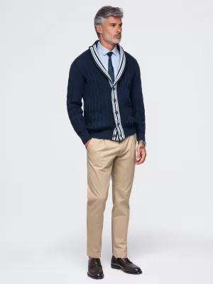 Cardigan pentru bărbați OMBRE OM-SWCD-0196 ALBASTRU MARIN