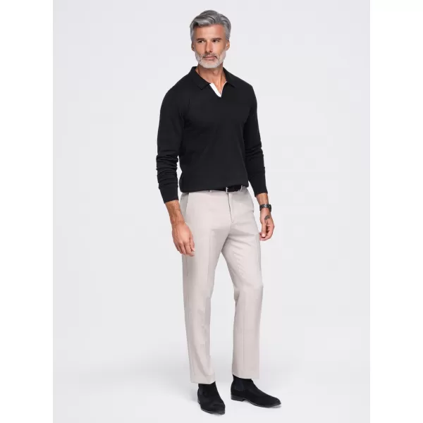  Tricou pentru bărbați cu guler OMBRE OM-POLS-0138 NEGRU 