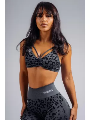 Sutien sport cu suport mediu cu imprimeu leopard NEBBIA PRIMAL 854 LEOPARD NEGRU