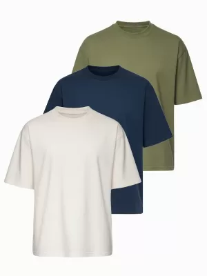 Tricou pentru bărbați OMBRE OM-TSBC-0291 ALB MURDAR/MĂSLINIU PAL/MARIN