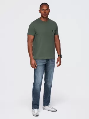 Tricou pentru bărbați OMBRE OM-TSCT-0305 MĂSLINE ÎNCHISE