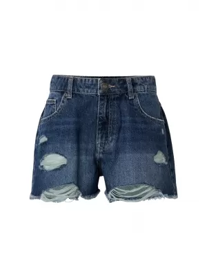 Pantaloni scurți de damă URBAN CLASSICS TB8193 ALBASTRU MEDIU PROFUND SPĂLAT