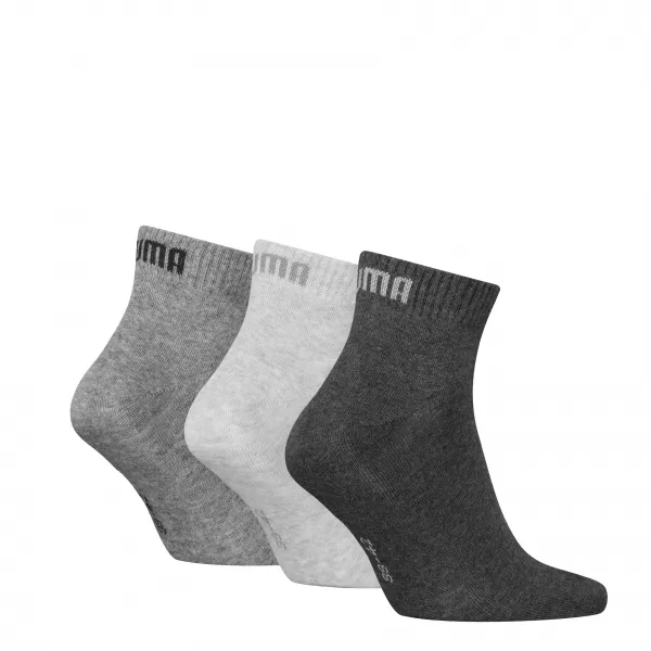  Șosete PUMA UNISEX QUARTER PLAIN 3P 93858916 ANTRACIT/L MEL GRI/M MEL GRI 