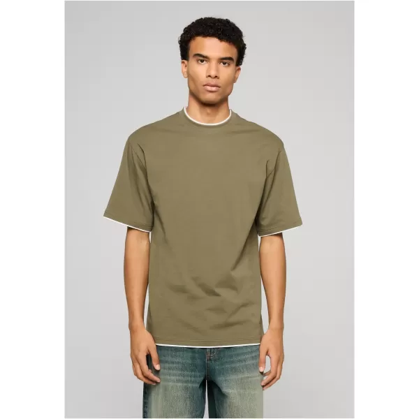  Tricou pentru bărbați URBAN CLASSICS TB029A-00824 MĂSLINIU/ALB 