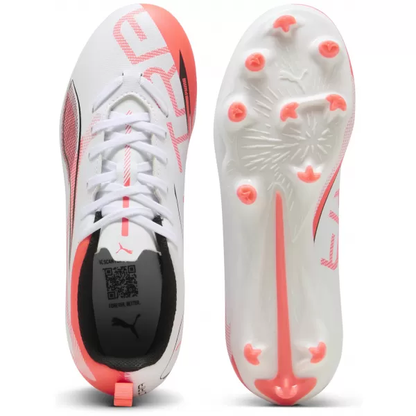  Ghete de fotbal pentru copii PUMA ULTRA 5 PLAY FG/AG JR 108170-01 ALB/NEGRU/ROȘU STRĂLUCITOR 