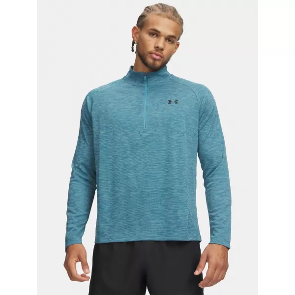  Tricou pentru bărbați UNDER ARMOUR TECH TEXTURED 1/2 ZIP 1382797-466 ALBASTRU 